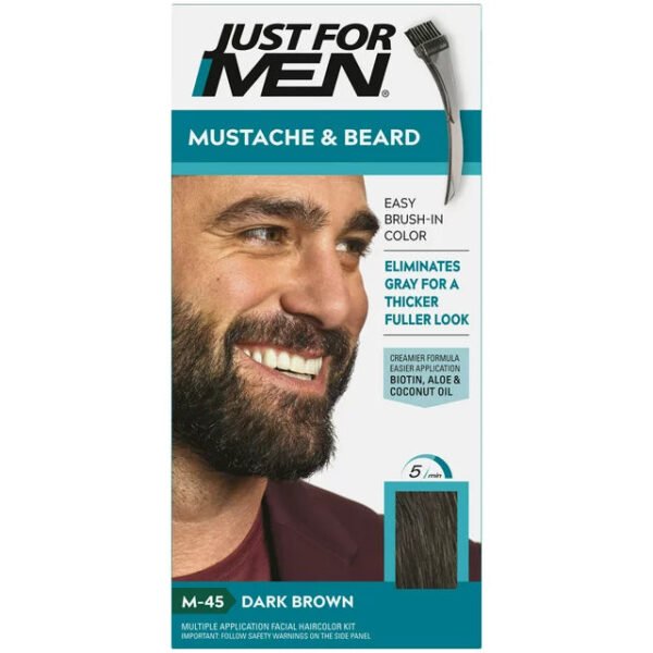 Just For Men Mustache and Beard Coloring for Gray Hair, M45 Dark Brown