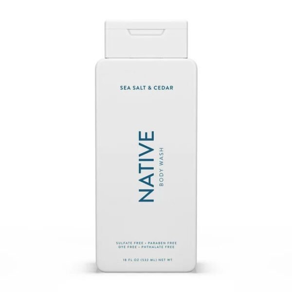 Native Body Wash, Sea Salt & Cedar, Sulfate Free, Paraben Free, for Men and Women, 18